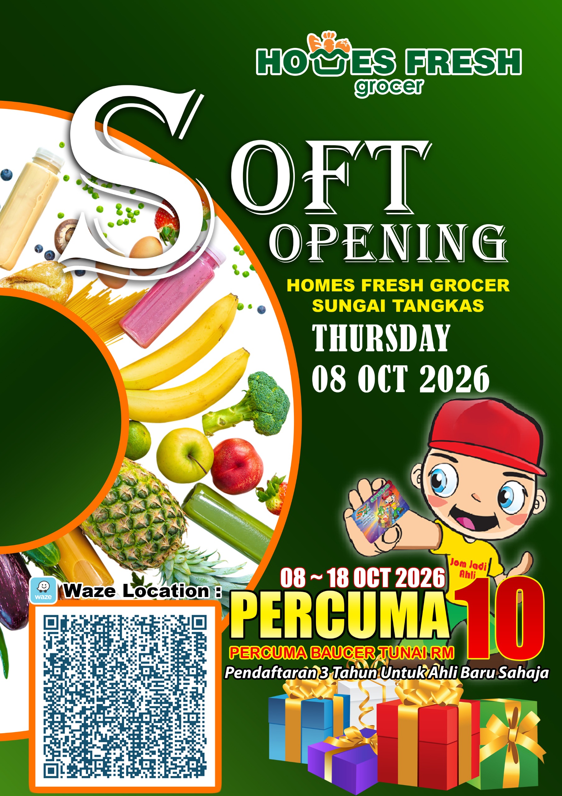 Homes Fresh Grocer Sungai Tangkas soft opening, 8 October 2026